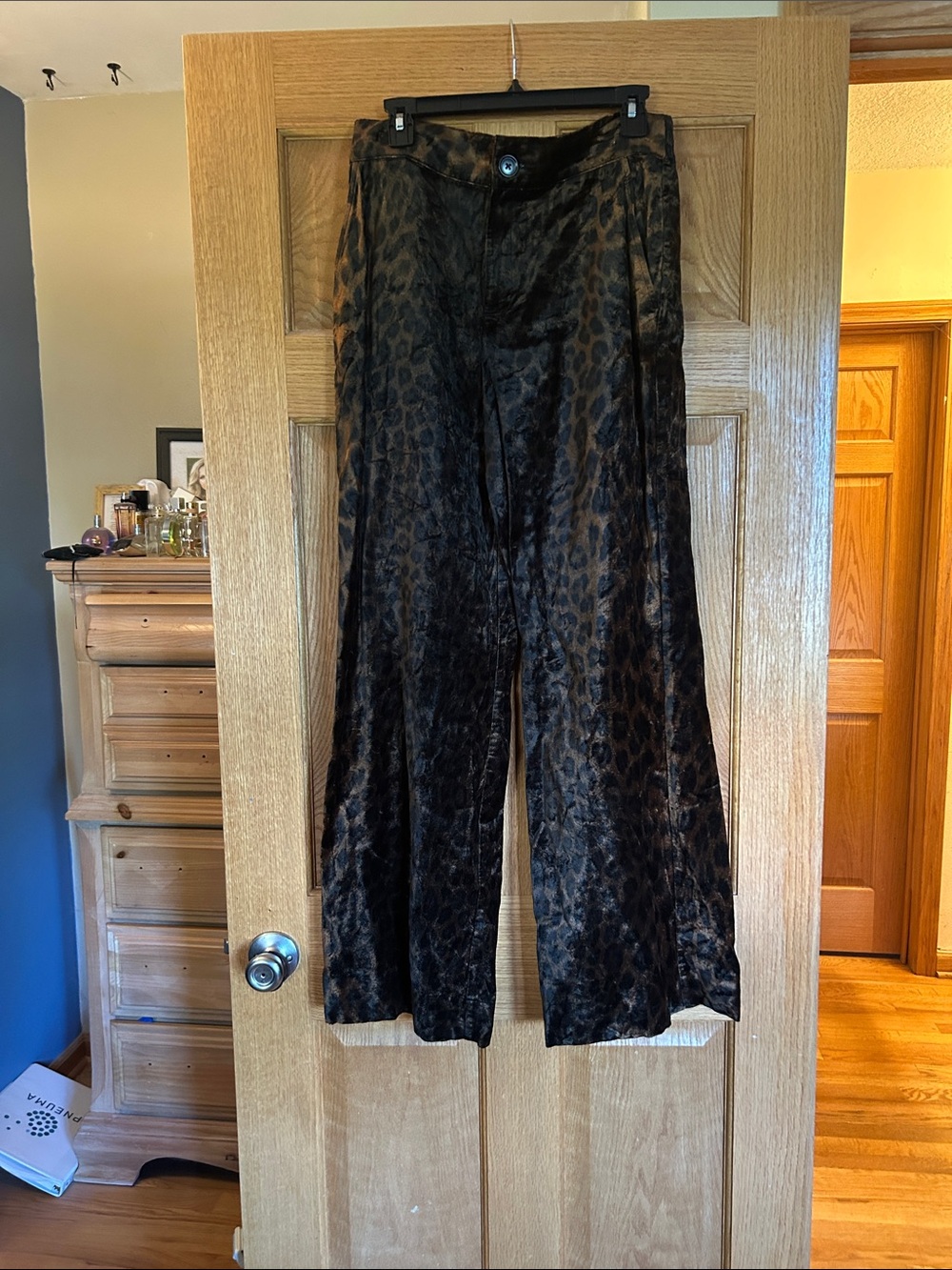 CAbi Wide-Leg Animal Print Pants in Black and Brown